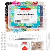 Incraftables Natural Gemstone Beads Kit - 240 Stone Beads & 150 Spacer Beads for Jewelry Making - Bracelet Making Kit with Keychains, Clasps, Wire, Storage Organizer