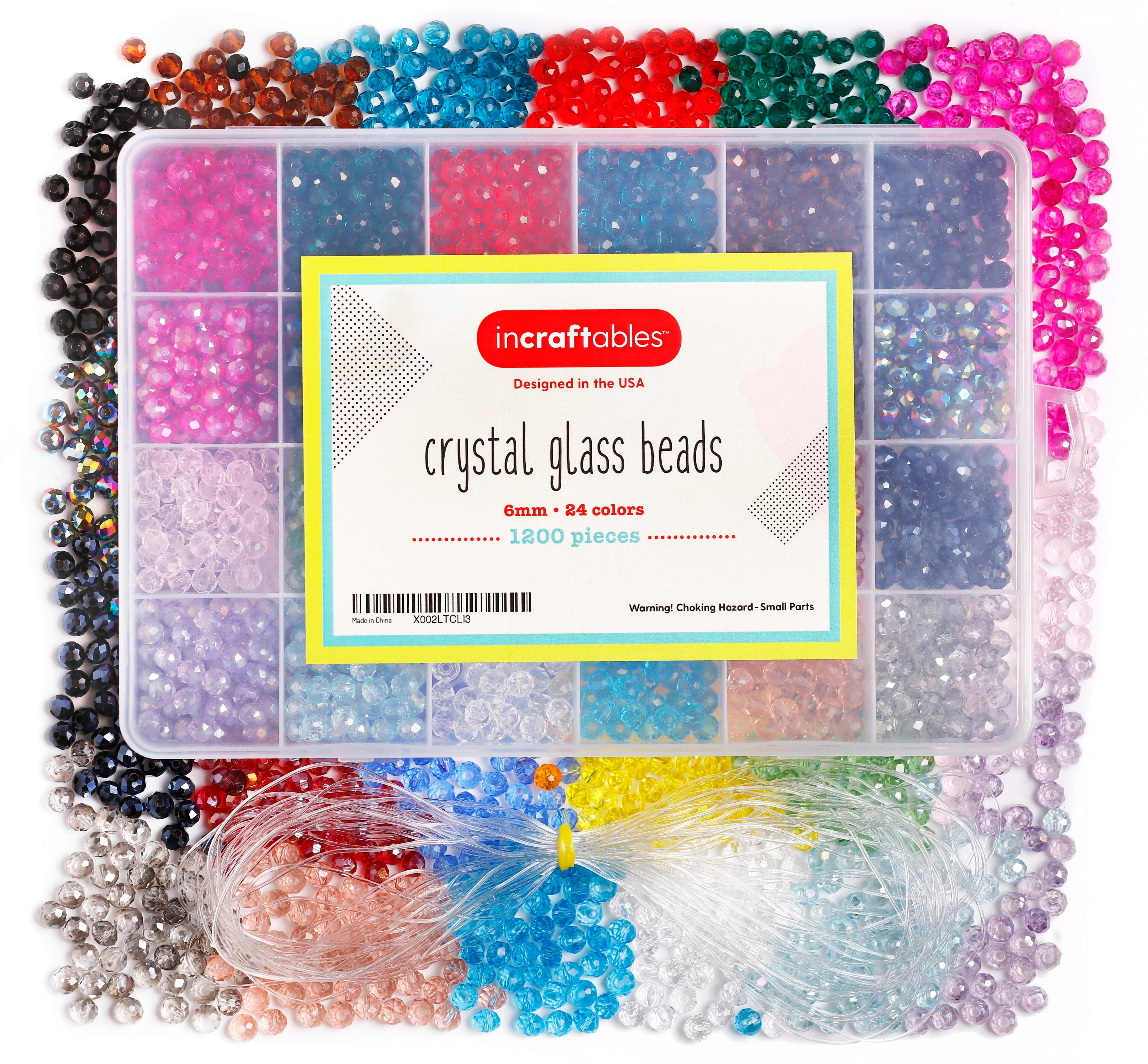 Incraftables Jewelry Making Kit - 24 Colors Crystal Glass Beads, 1200 Pieces for Adults, Teens, Bracelets, Necklaces
