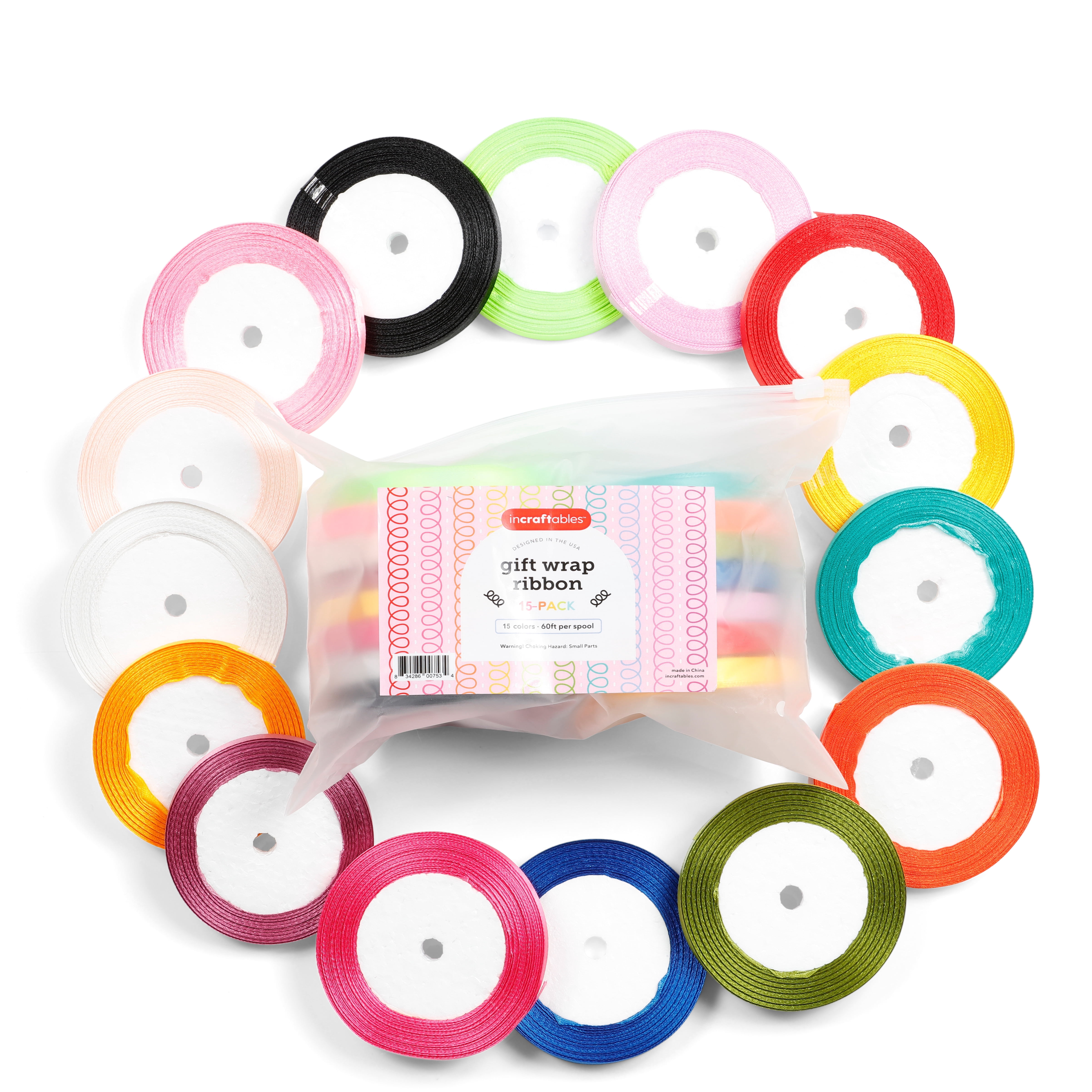 Incraftables Assorted Curling Ribbon Set (15 Colors, 60ft) - For Gift ...