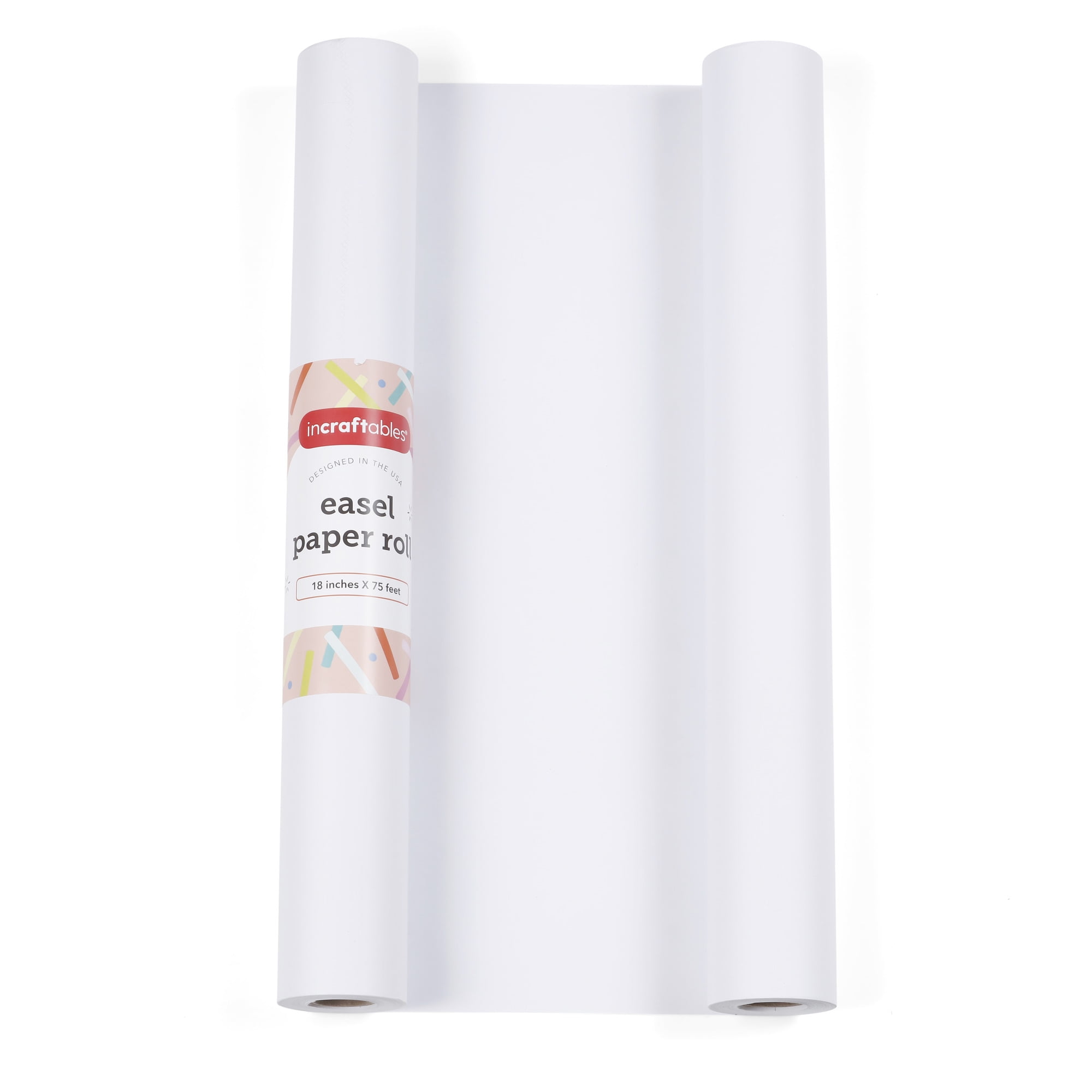 OcePor White Craft Paper Roll 17.8×1200(100 ft), Poster Paper Roll for  Kids, Roll of Paper for Kids Art,White Wrapping Paper Roll, Drawing Easel