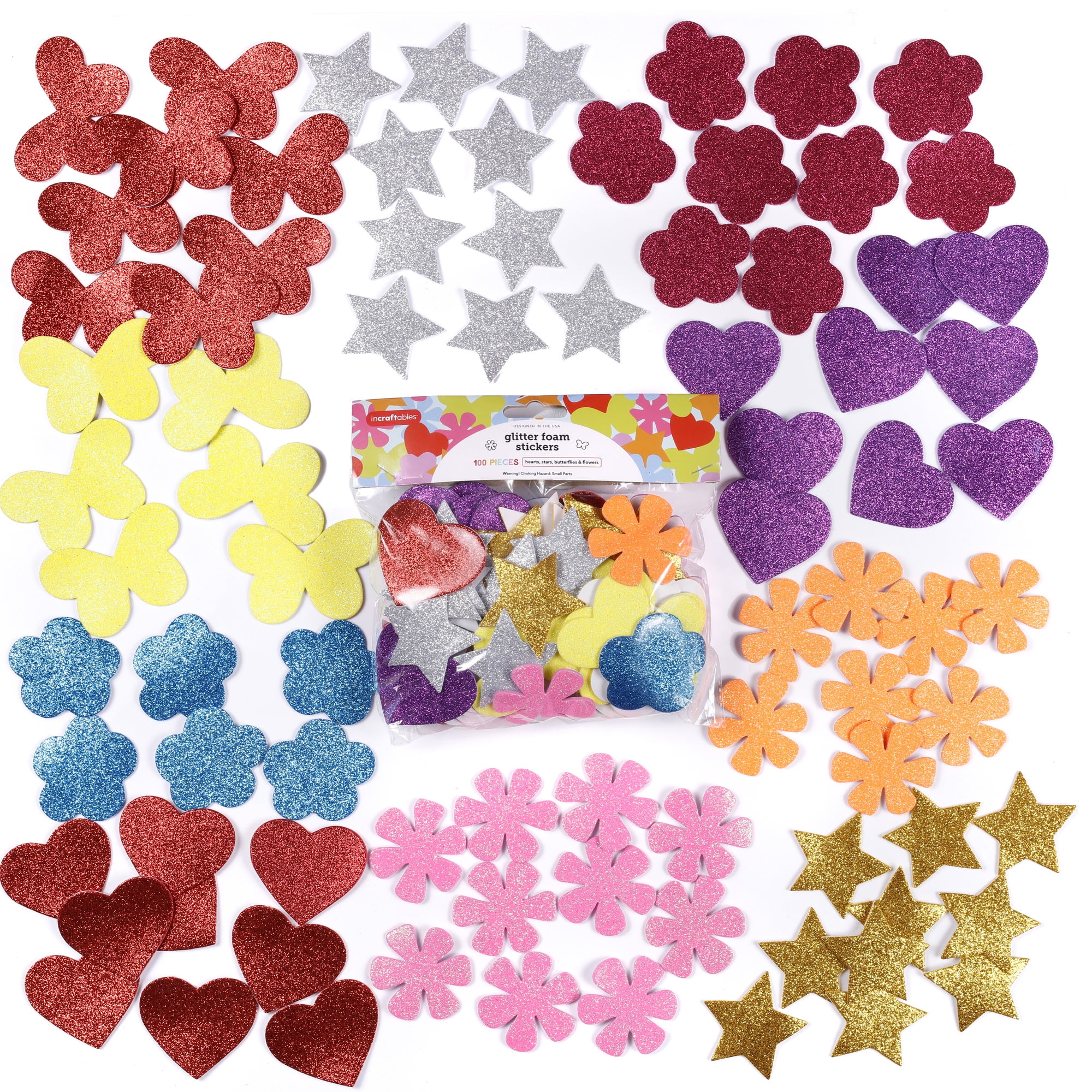 1bag/LOT.Glitter star heart foam stickers Creative activitity items Early  learning educational toys Kids room decoration DIYOEM