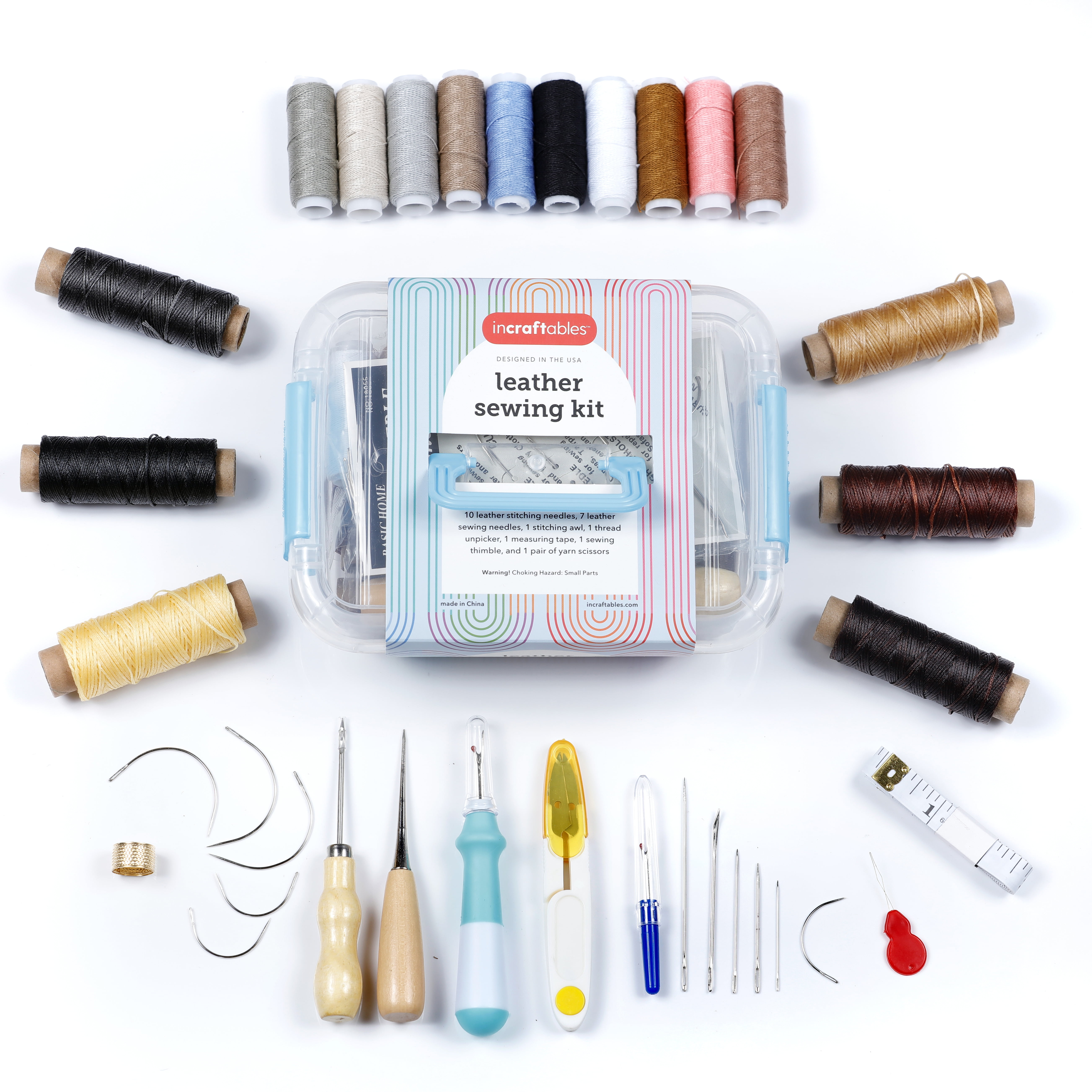 Incraftables Leather Sewing Kit. Heavy Duty Stitching Craft Working Tools  Set. Upholstery Repair Kit