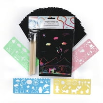 Incraftables Magic Notes Rainbow Scratch Paper Set with Art Papers, Wooden Stylus & Drawing Stencils