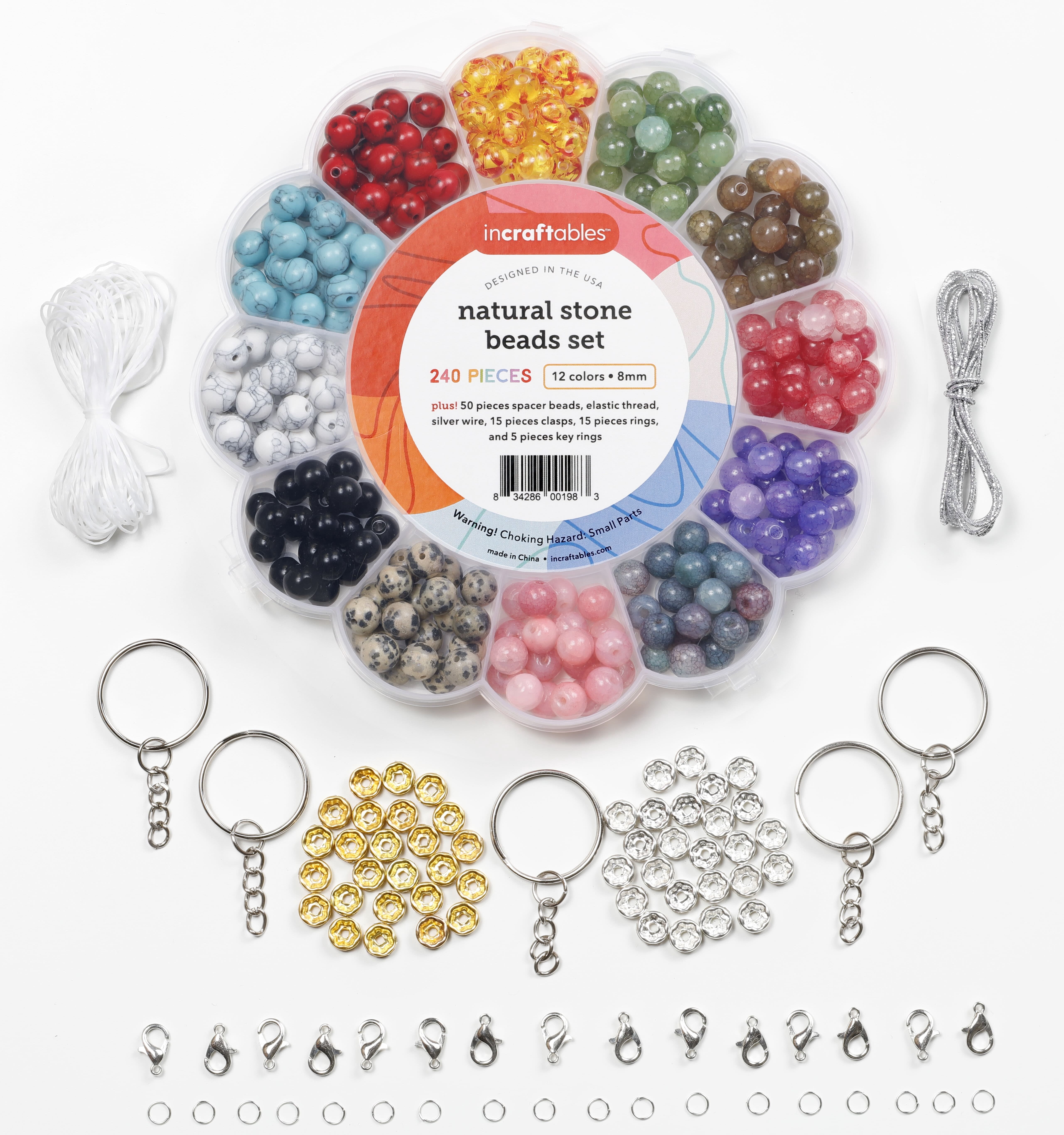 Jump Rings Rock Kits Incraftables Incraftables Natural Stone Beads 12 Colors 240pcs Set for DIY Jewelry Making