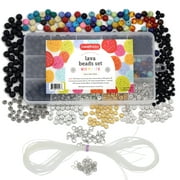 Incraftables Rock Lava Beads for Jewelry Making Bulk (600pcs Black and Multicolor)
