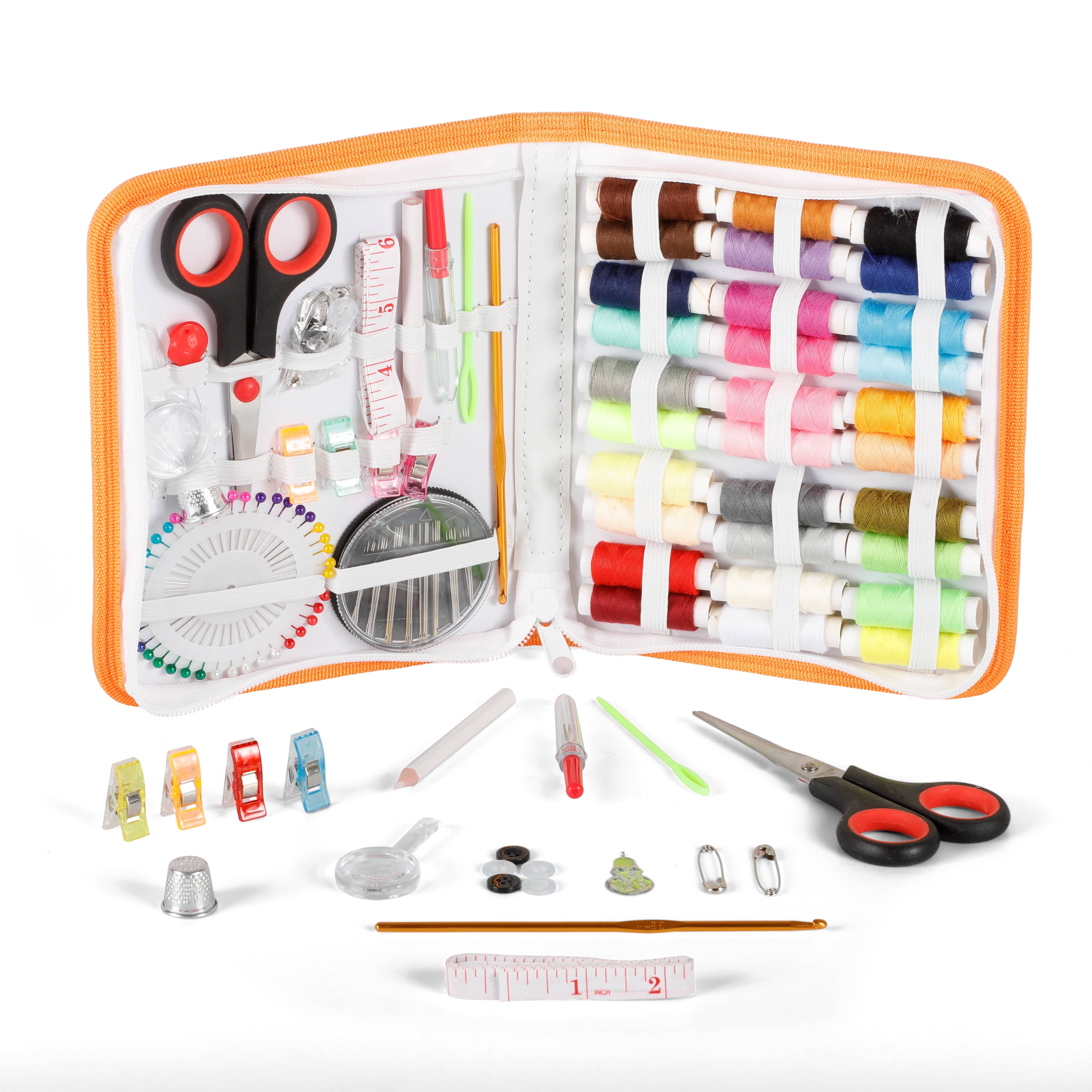 Incraftables Sewing Kit  30pcs Multicolor Threads, 75+ Pcs Crafting Set with Scissors, Colored Threads, Measuring Tape, Needles & More in a Zippered Nylon Case