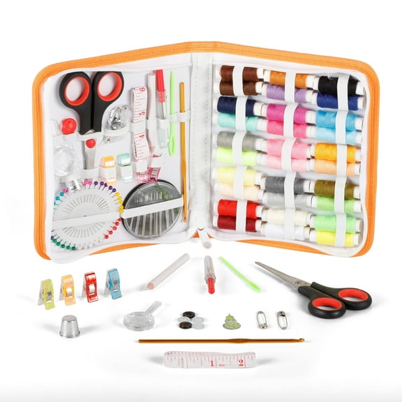 Incraftables Sewing Kit – 30pcs Multicolor Threads, 75+ Pcs Crafting Set with Scissors, Colored Threads, Measuring Tape, Needles & More in a Zippered Nylon Case