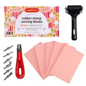 Incraftables Linocut Rubber Stamp Pads and Carving Tools 5-Pack