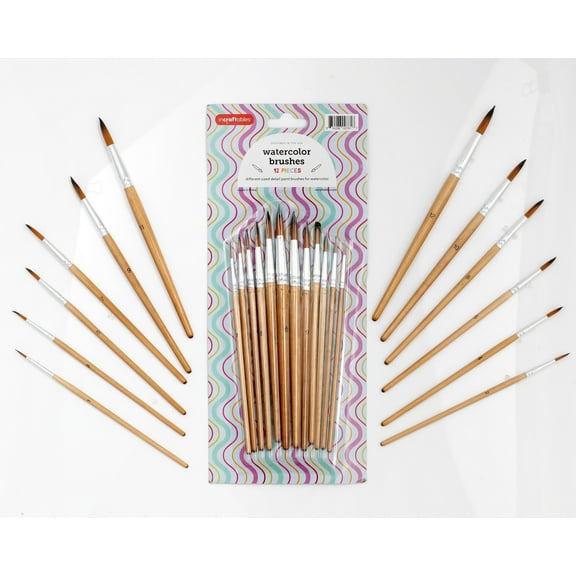 Incraftables Artist Watercolor Paint Brushes - 12 Assorted Sizes Round Tip Paint Brushes for Watercolor, Acrylic, Ink, Gouache, Oil, Face Painting & More