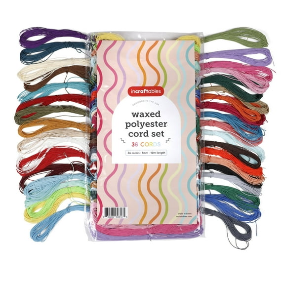 Incraftables Wax String for Bracelet Making Set (36 Colors). Waxed Polyester Cord for Jewelry Making