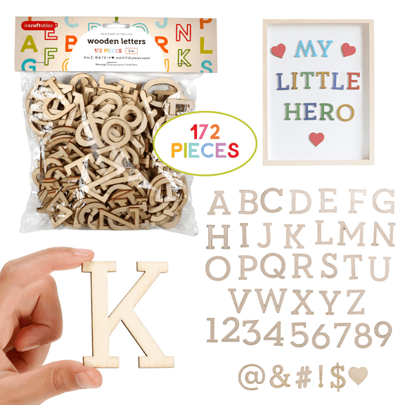 Incraftables Wooden Alphabet Letters, Wood Numbers & Symbols for Crafts (2 inch) 172pcs