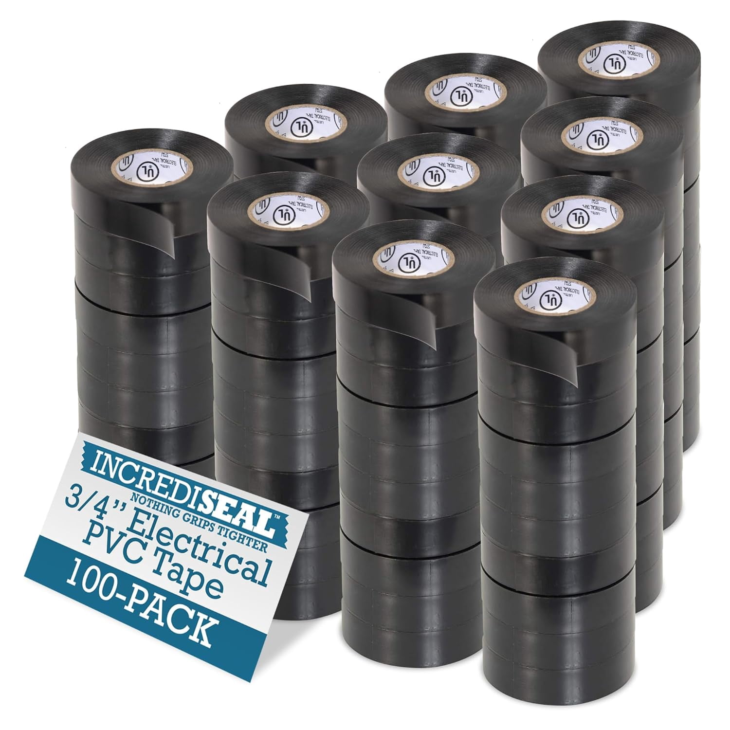 IncrediSeal Vinyl (PVC) Tape - 1/2 Inch Wide, 12 Rolls (60 Yards Each)