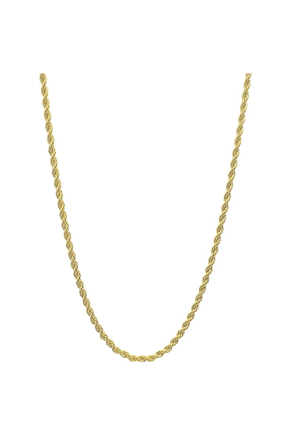 Incredible Chic 18k Rope Gold Plated Chain Yellow Gold Rope Chain Lobster Clasp For Men Women 3mm USA Made 22"