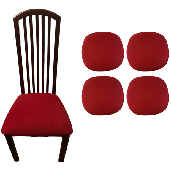 EarLift Washable Fabric Chair Covers, Burgundy, Set of 4