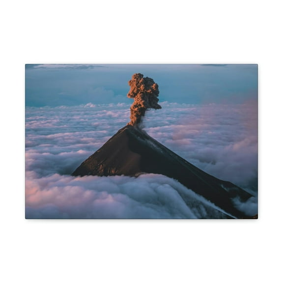 Incredible Erupting Volcano Scene Beautiful Phenomenal and Breathtaking Beauty Nature Scene Big Volcano and Clouds Wall Art Ready to Hang Unframed