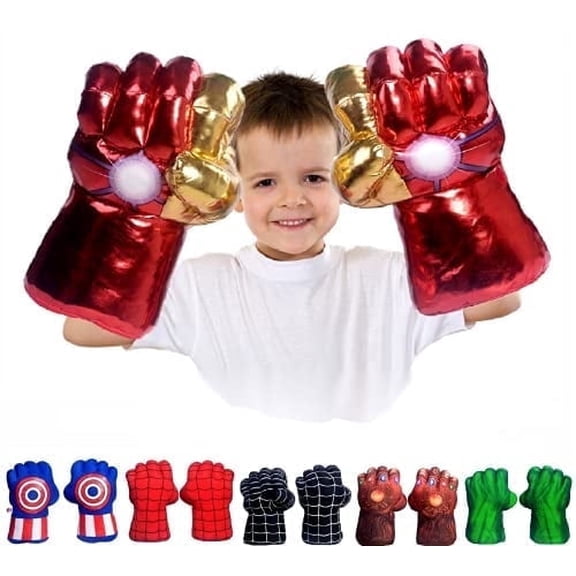 Incredible HOK Superheros Gauntlet Smash Hands Fists Big Soft Plush Gloves Pair Costume Golden