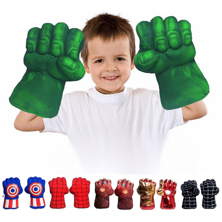 Incredible HOK Superheros Gauntlet Smash Hands Fists Big Soft Plush Gloves Pair Costume Green