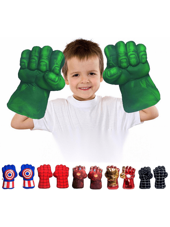 Incredible HOK Superheros Gauntlet Smash Hands Fists Big Soft Plush Gloves Pair Costume Green