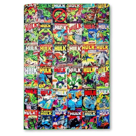 The Incredible Hulk Comic Books Oversized Fleece Throw Blanket with Green Backing | Plush Soft Polyester Cover for Sofa and Bed, Cozy Home Decor, Luxury Room | 8 Feet Long