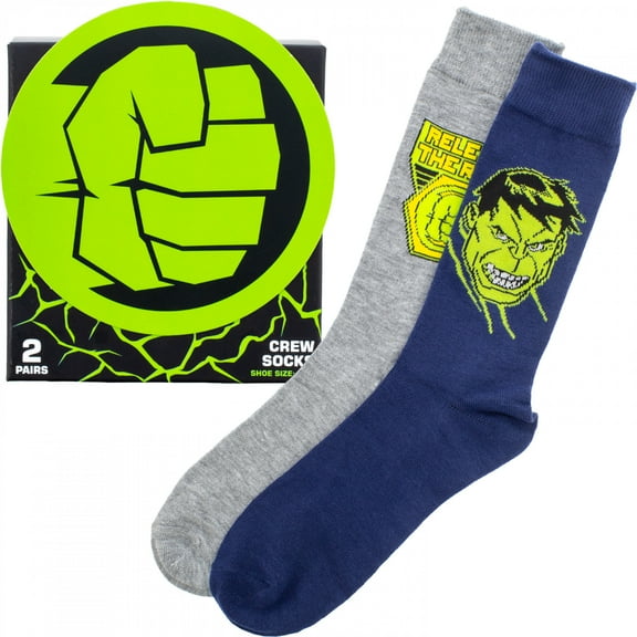 Incredible Hulk Icons Crew Socks 2-Pair Box Set