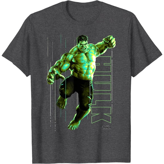 Incredible Hulk Jump Smash DTG Print Unisex T-Shirt,Dark Heather Grey Color,Size YXL