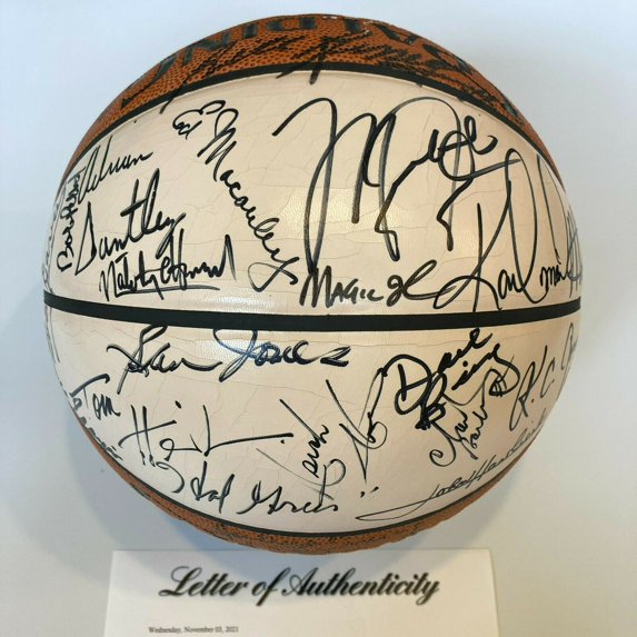 Incredible Michael Jordan Wilt Chamberlain NBA Top 50 Signed Basketball PSA DNA
