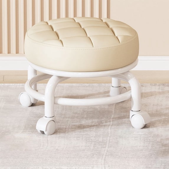 Incredible Savings, Wheeled Low Stool For Home Use Universal Wheel Doorway Lazy Man Shoe Stool Multifunctional Seamstress Wheelchair Sitting Stool Small Stool | Pu, White, MIANHT