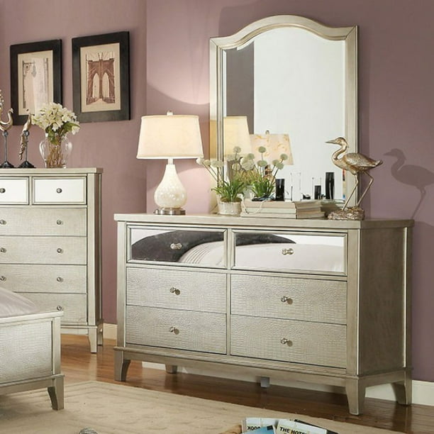 Incredible Wooden Contemporary Style Dresser With Crystal Knobs, Silver ...