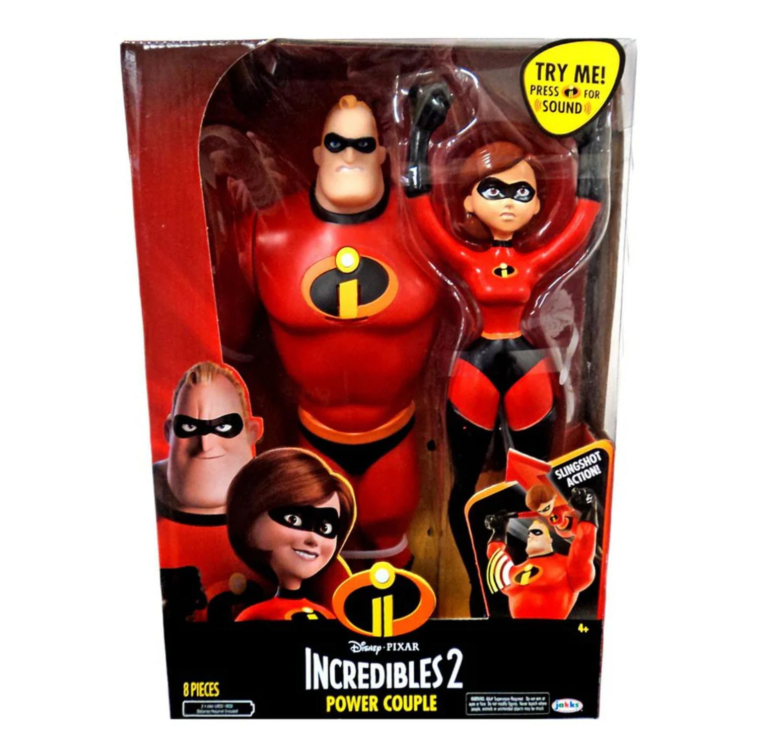 Incredibles 2 Power Couple Mr. Incredible and Elastigirl 12" Action Figures with Slingshot Feature - image 1 of 6