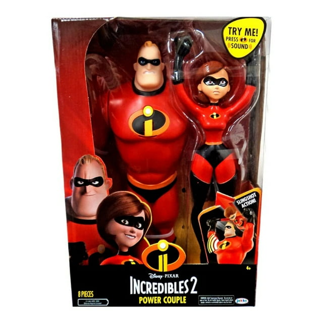 Incredibles 2 Power Couple Mr. Incredible and Elastigirl 12" Action Figures with Slingshot Feature