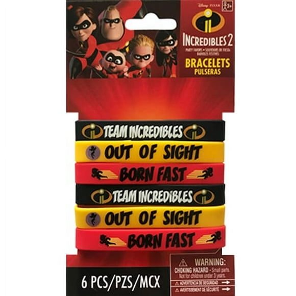 amscan Disney/Pixar Incredibles 2" Rubber Bracelets, Party Favor