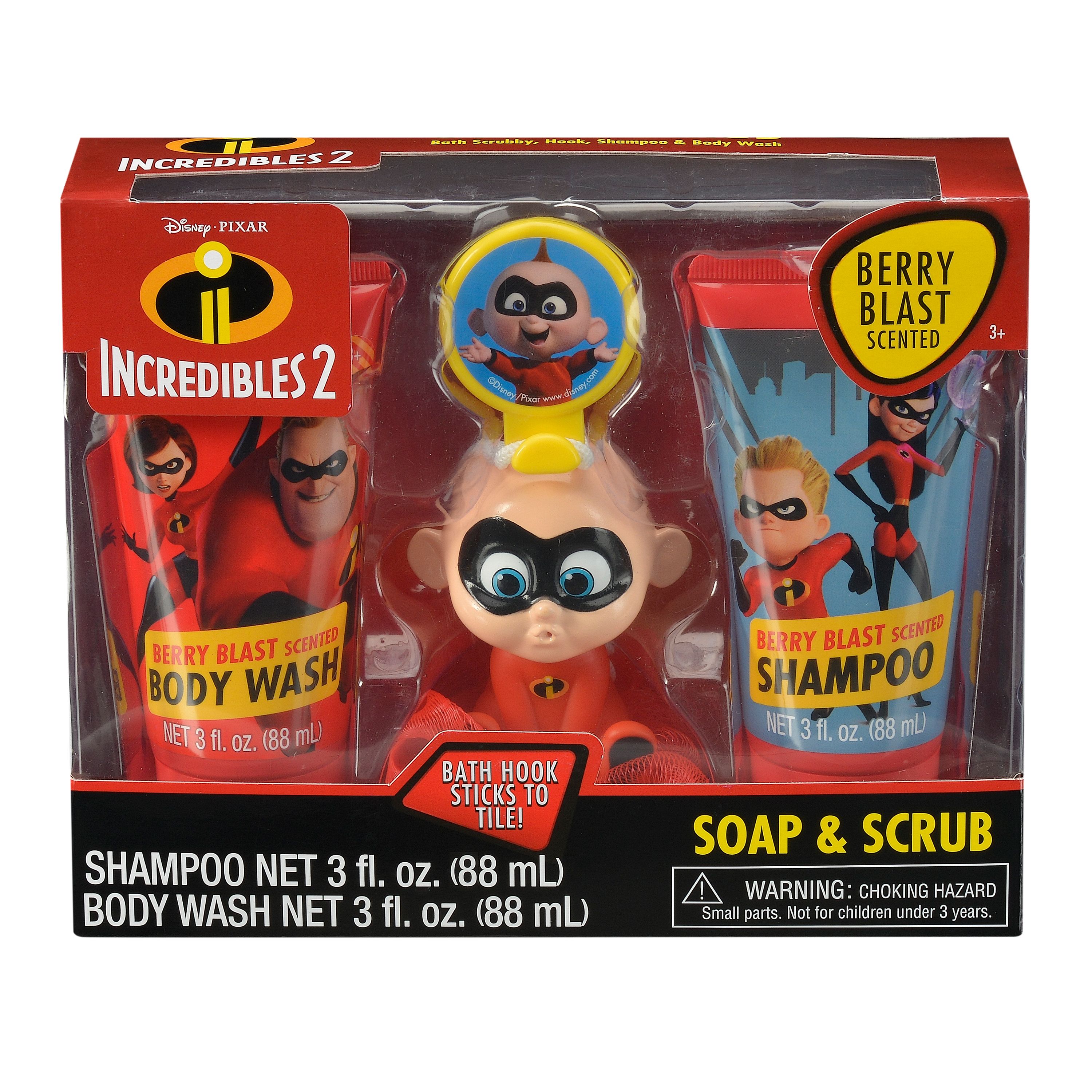 Incredibles 2 Soap and Scrub Body Wash and Shampoo Set, 4 pieces