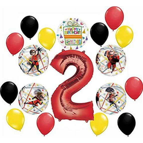 Incredibles 2nd Birthday Party Supplies Superhero Orbz Balloon Bouquet Decorations
