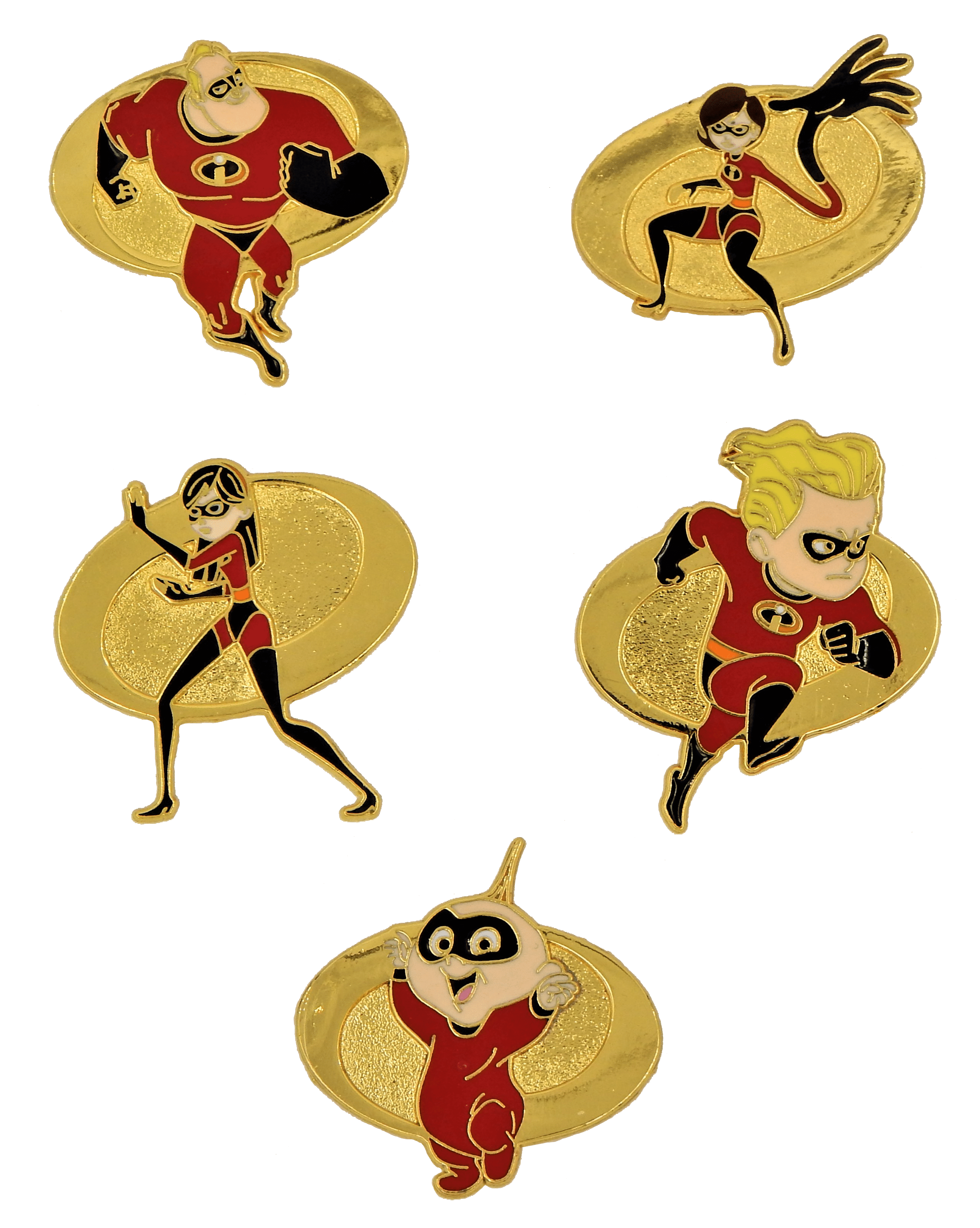 Incredibles Pixar 5 Gold Pin Starter Set Assorted Disney Trading Pins ...