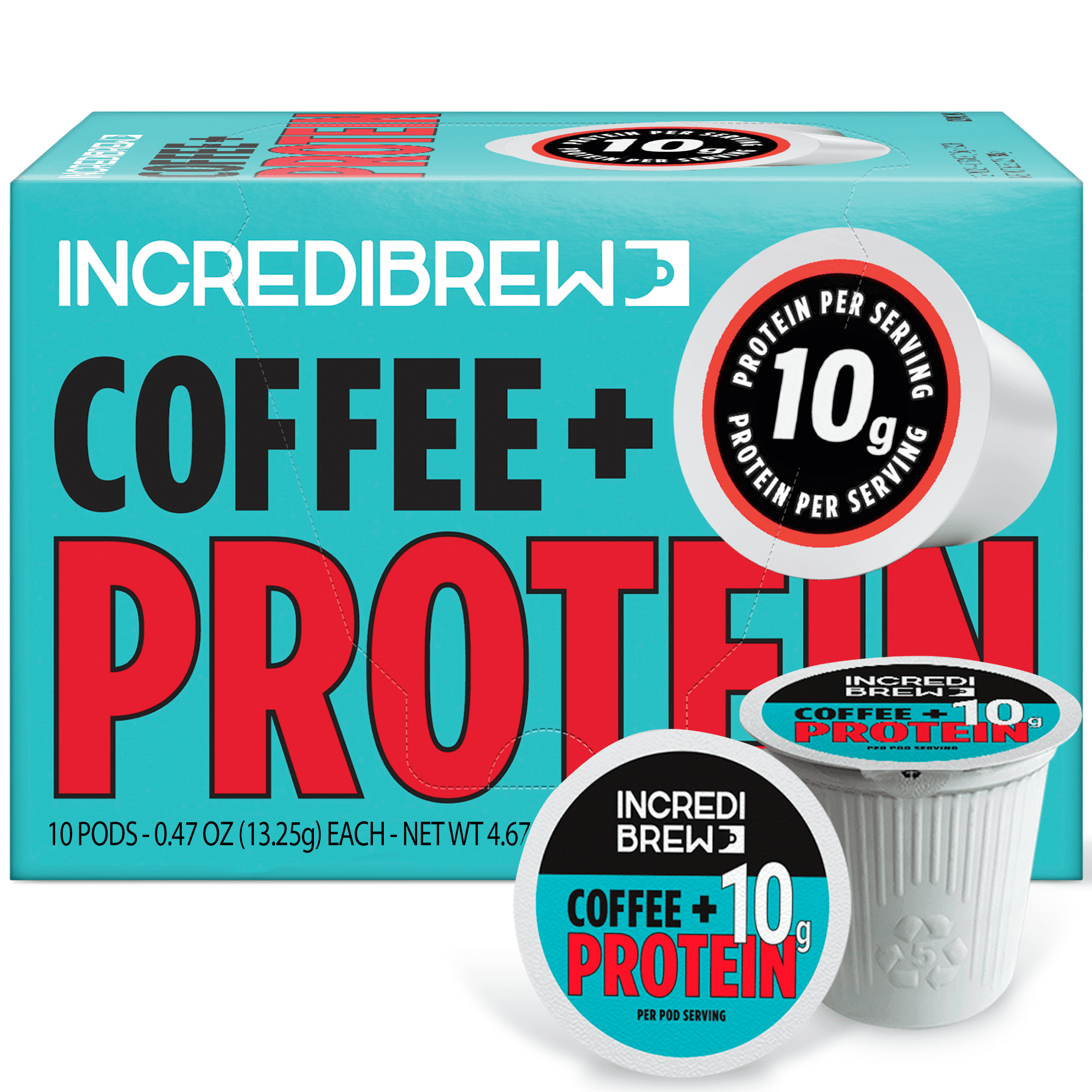 Incredibrew Coffee + 10 Grams of Protein; 10 Count PODs
