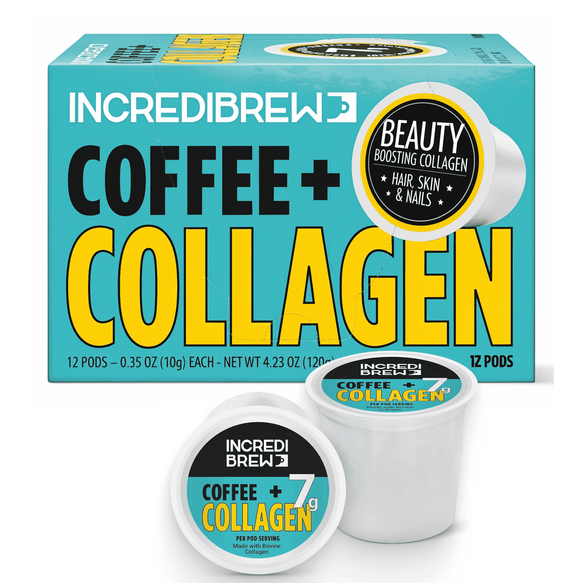 Incredibrew Coffee + Collagen,  7 Grams of Premium Collagen, Keto-Friendly, French Roast, 12ct Pods