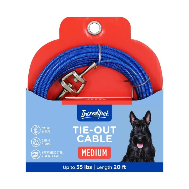 Incredipet 20 ft. Tie Out Cable for Medium Dogs