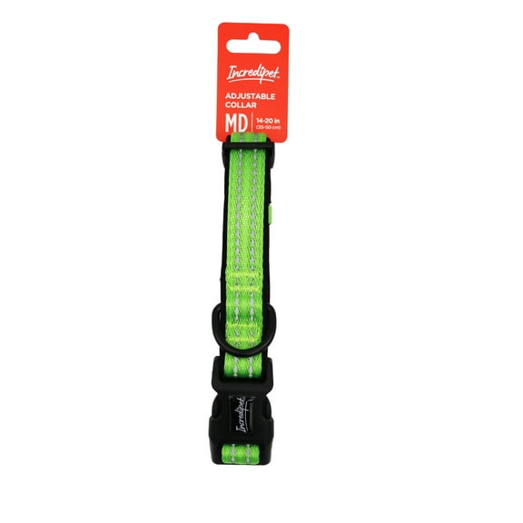Incredipet Adjustable Green Dog Collar for Medium Dogs