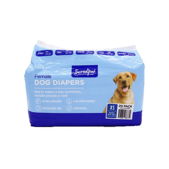 Incredipet Extra Small Disposable Female Dog Diapers 20 pk
