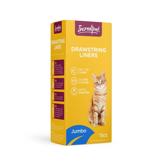 Incredipet Jumbo Cat Drawstring Litter Pan Liners, 15 pk.