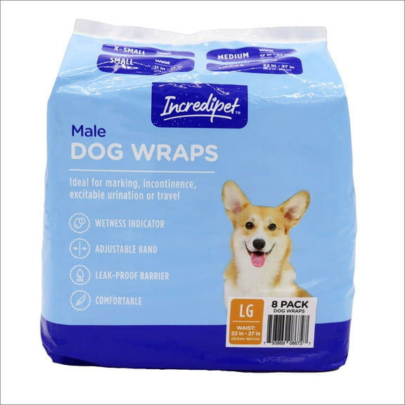 Incredipet Large Disposable Male Dog Wraps, 8 Pk.