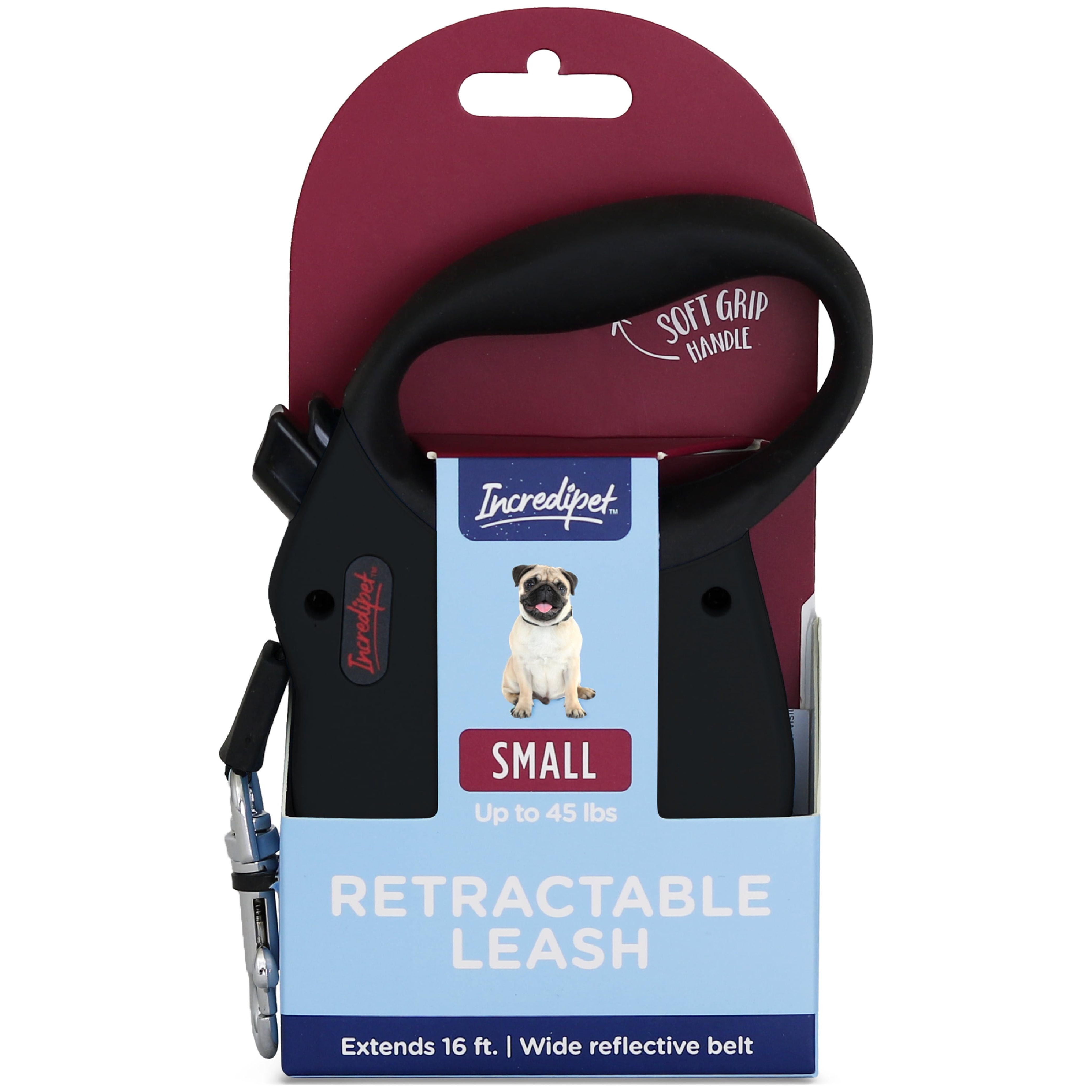 Incredipet Reflective Retractable Black Leash for Small Dogs