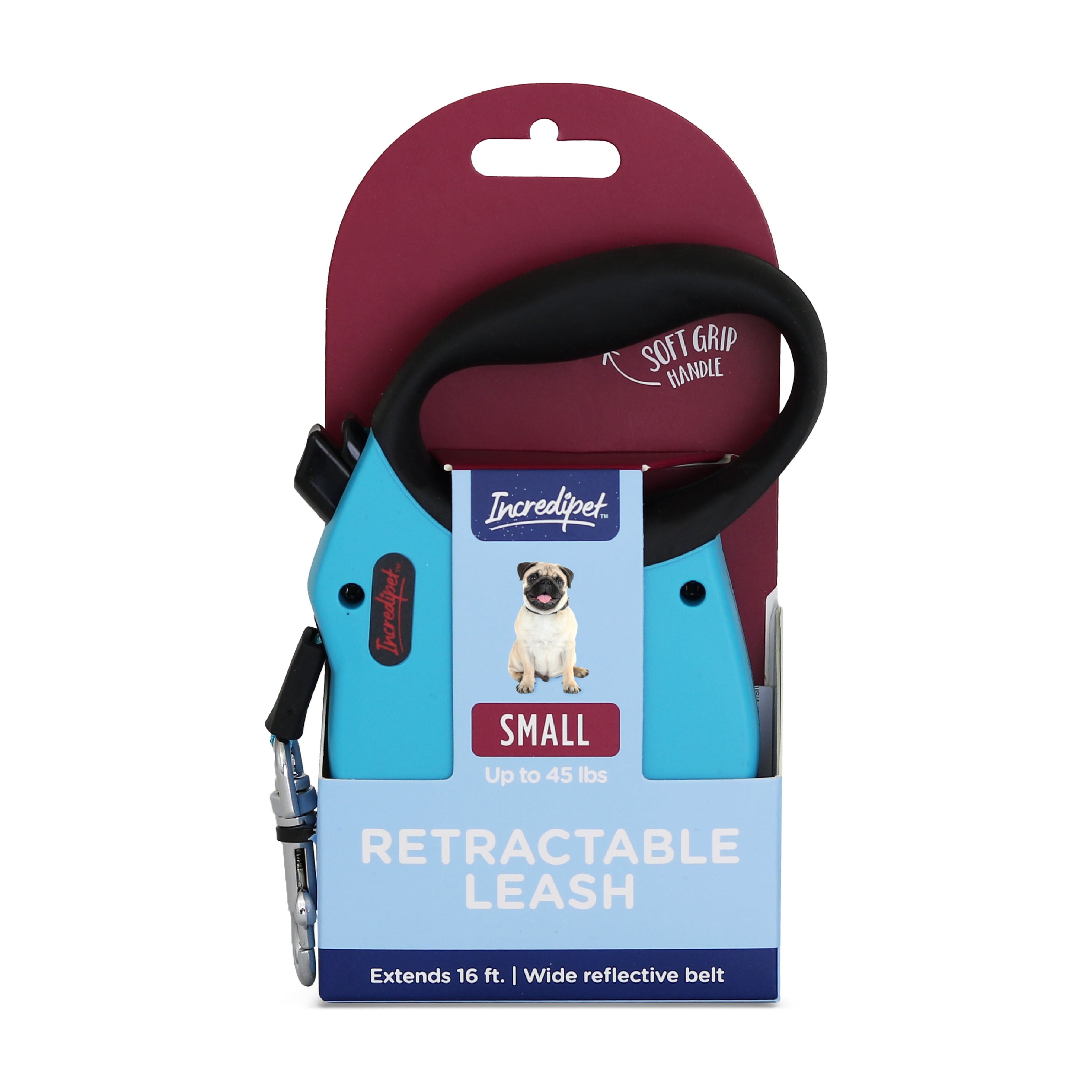 Incredipet Reflective Retractable Blue Leash for Small Dogs