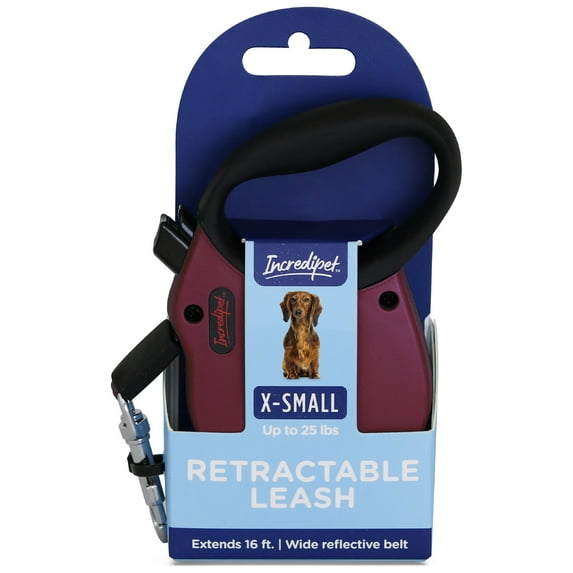 Incredipet Reflective Retractable Red Leash for Extra Small Dogs