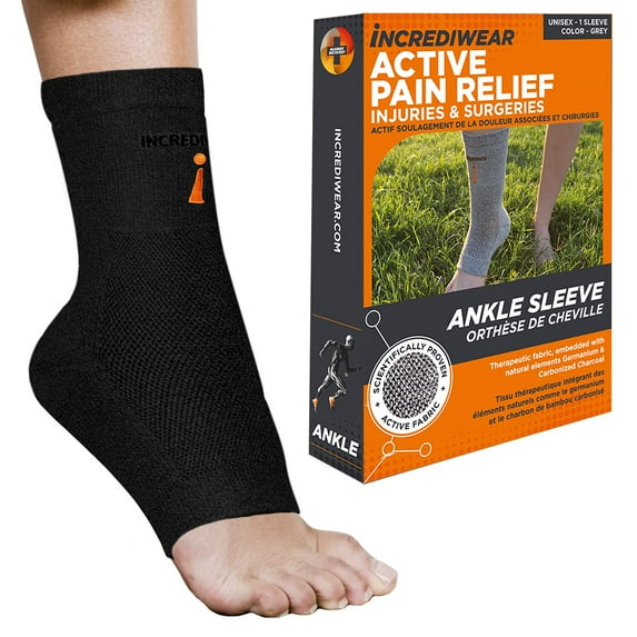Incrediwear Ankle Sleeve for Joint Pain Relief, and Circulation (Balck, Large)