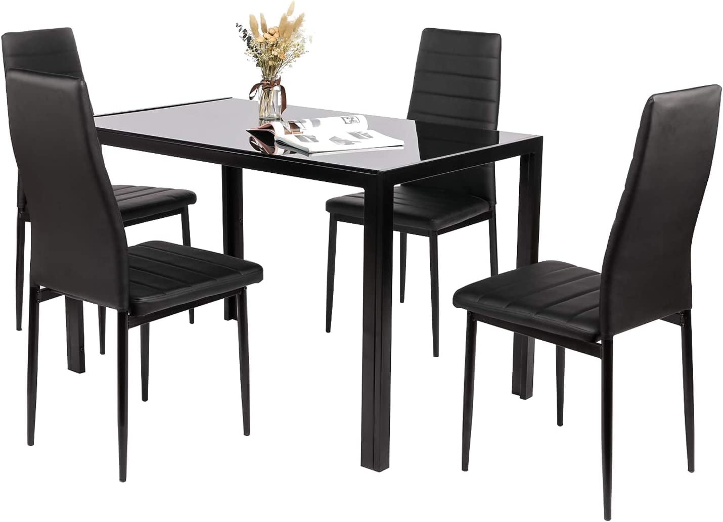 Increkid 5 Piece Rectangle Kitchen Table and Chairs for Dining Room