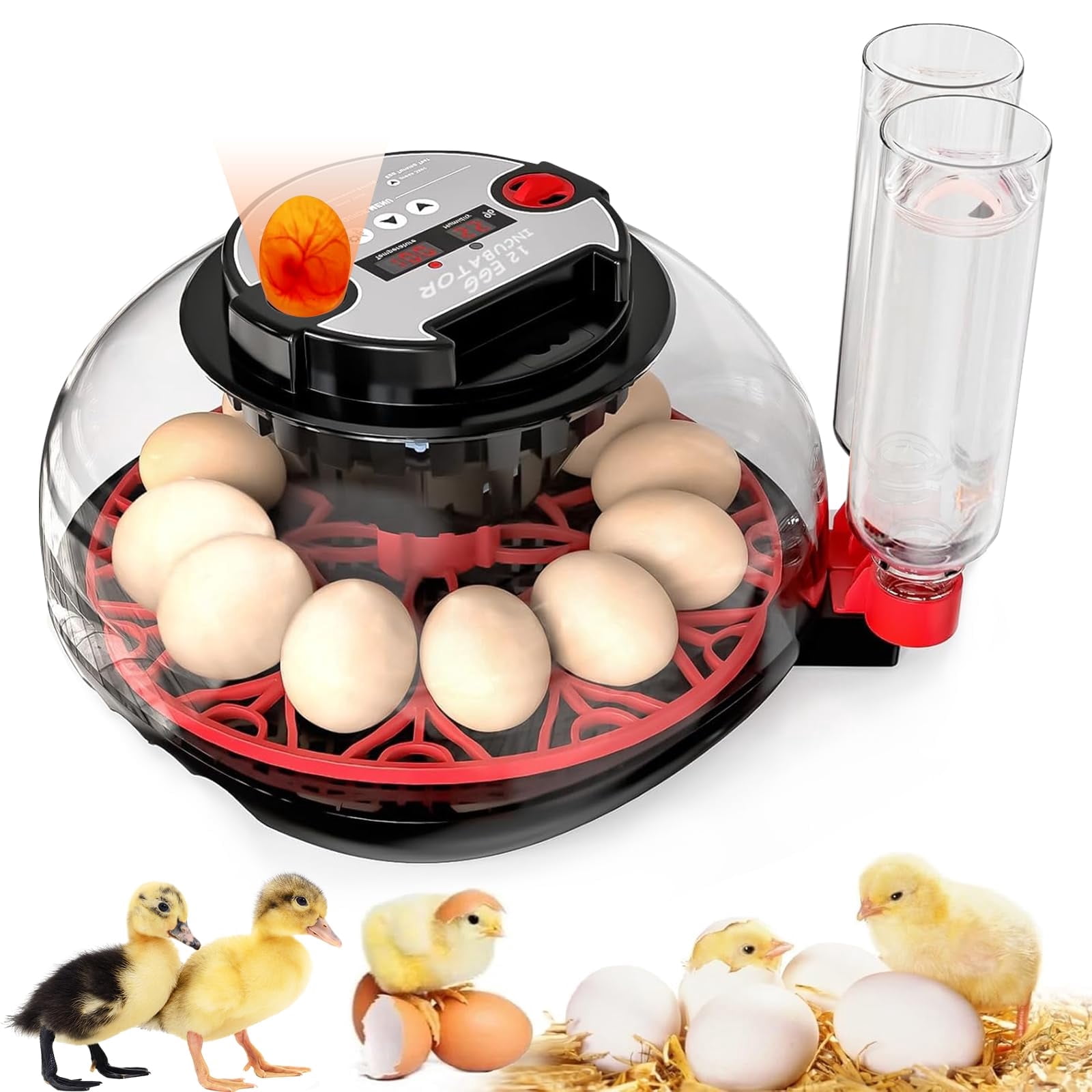 mommy様 18-Egg Incubator With Automatic Turner – 360° View, Humidity