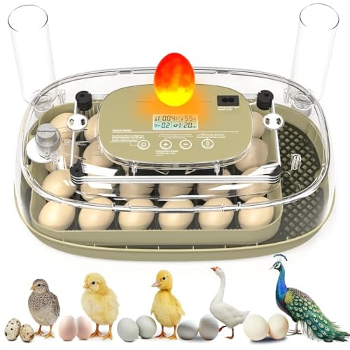 Incubators for Hatching Eggs,24 Eggs Capacity with Automatic Turning, Accurate Temp & Humidity Control, Egg Candler, Air Vent, and 360 Viewing for Chicken, Duck, Quail & Goose Eggs$$Garden & Patio