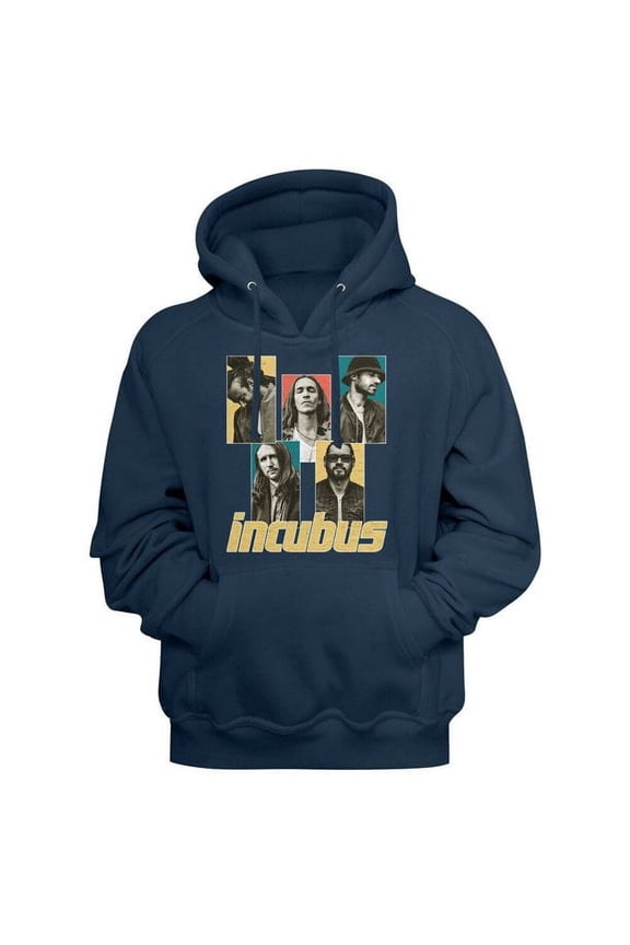 Incubus Band Member Boxes Navy Adult L/S Sweatshirt W/Hood M