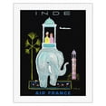 thumbnail image 1 of Inde (India) - Indian Elephant with Howdah (Carriage) - France - Vintage Airline Travel Poster by Bernard Villemot c.1956 - Fine Art Rolled Canvas Print 20in x 26in, 1 of 4